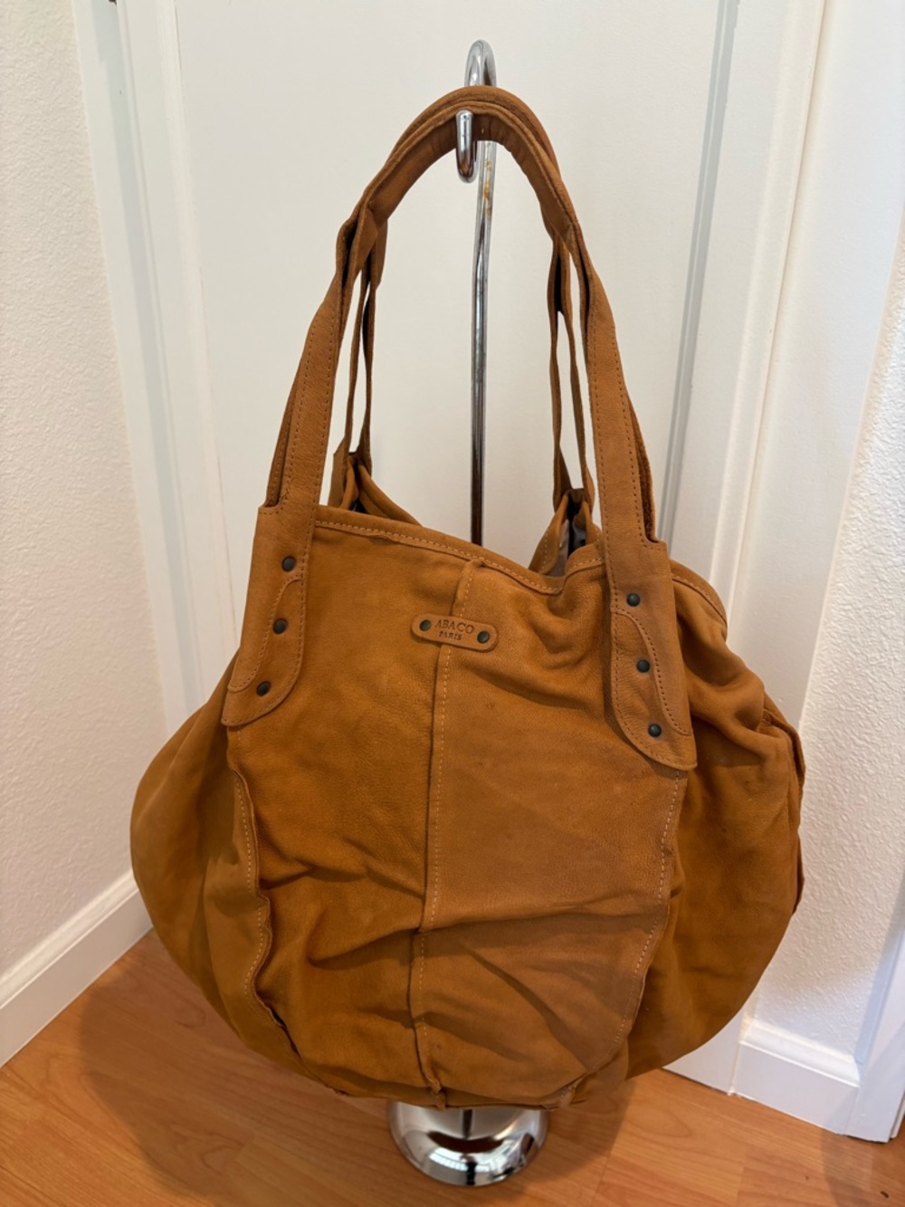 Abaco Paris Suede Shoulder Tote In Camel